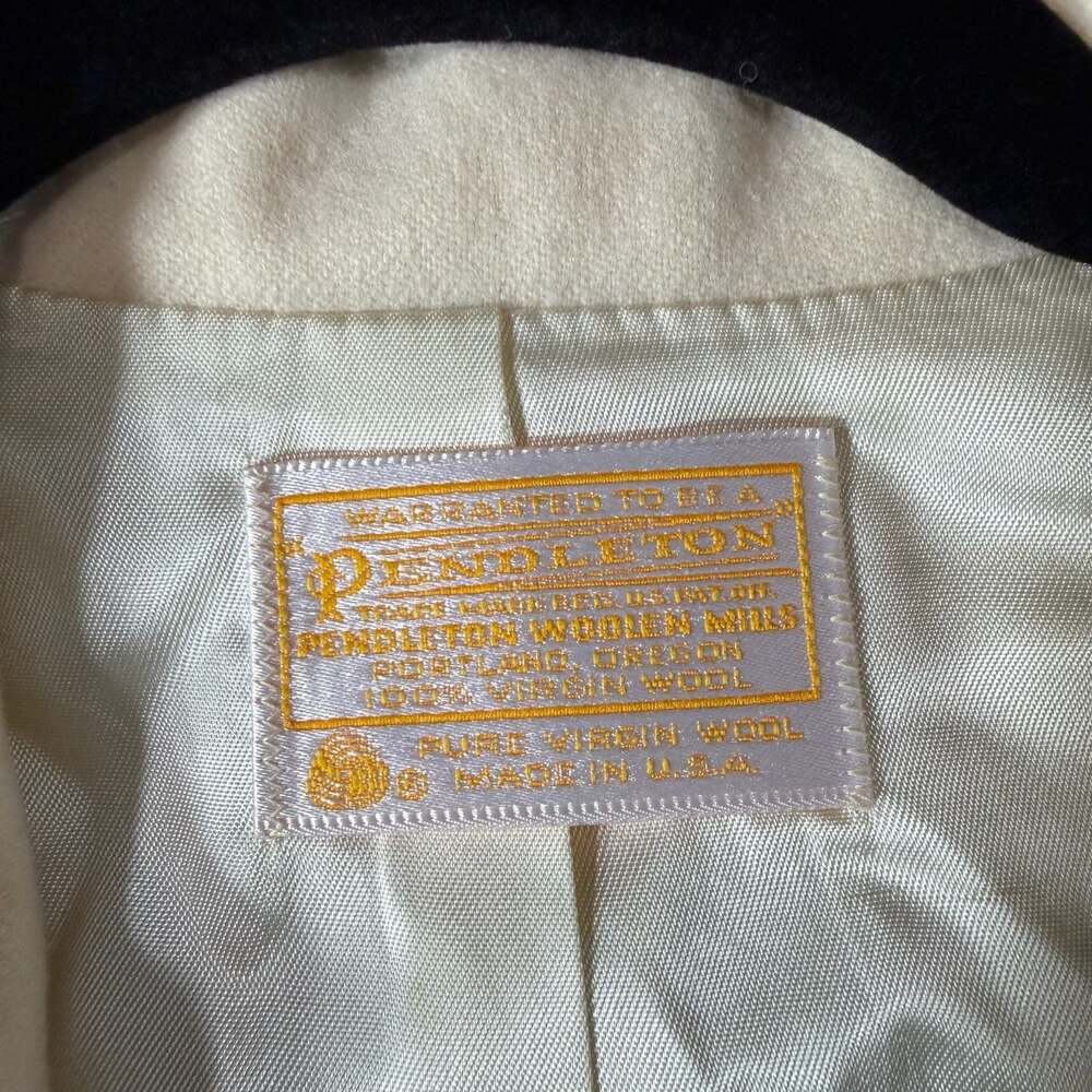 Vintage Pendleton Women's Cream Wool One-Button Blazer Jacket - Picture 8 of 8